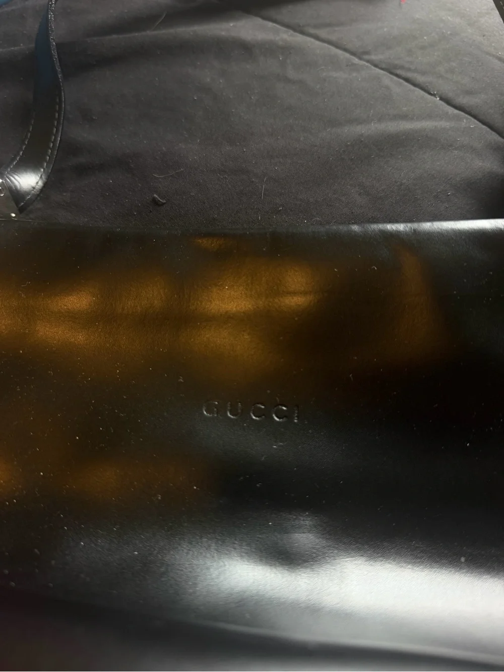 Black Smooth Leather Messenger Bag
